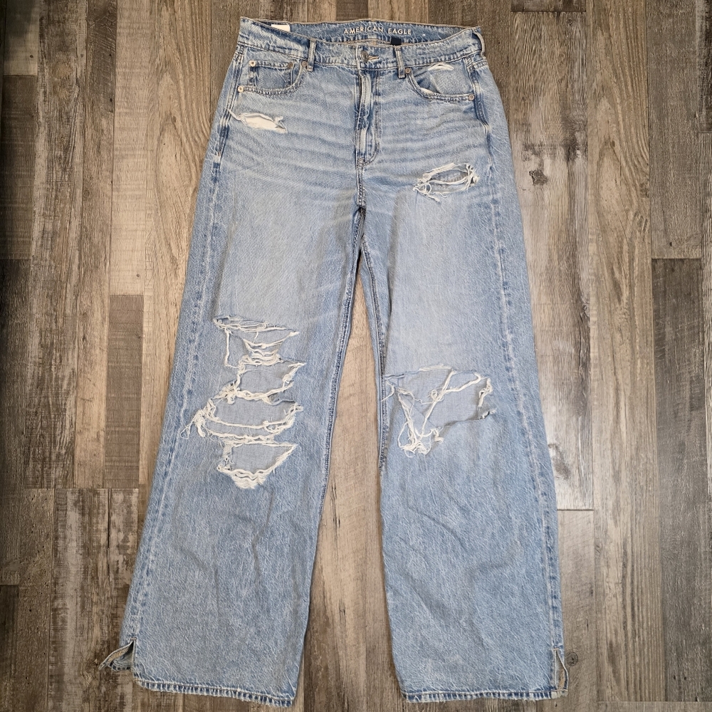 American Eagle Super Hi-Rise Baggy Wide Leg Jeans Size 6